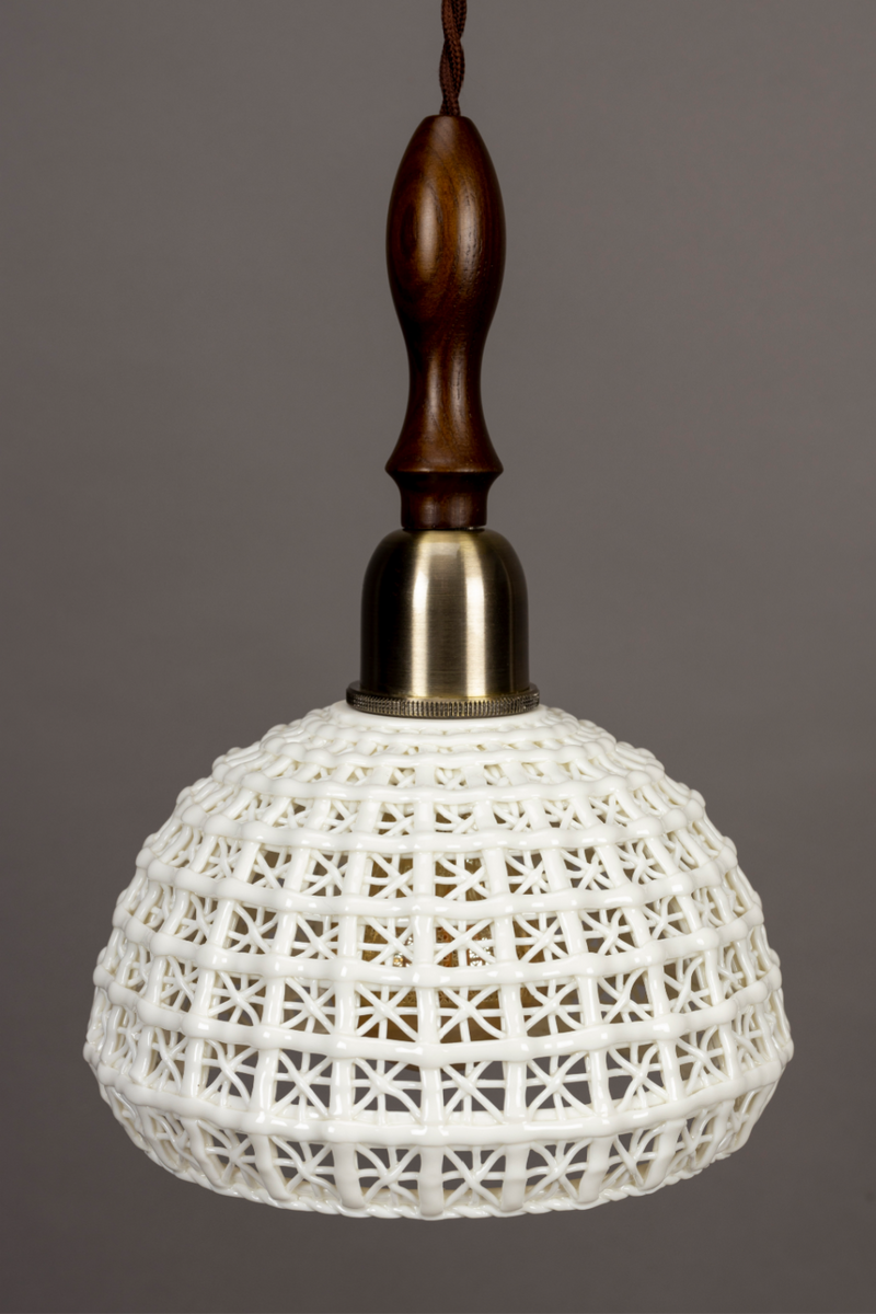 White Ceramic Pendant Lamp | Dutchbone Poppy | Woodfurniture.com