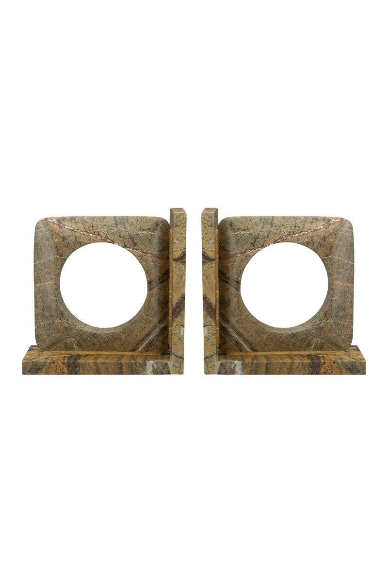 Brown Marble Book Ends (2) | Dutchbone Satpura | Woodfurniture.com