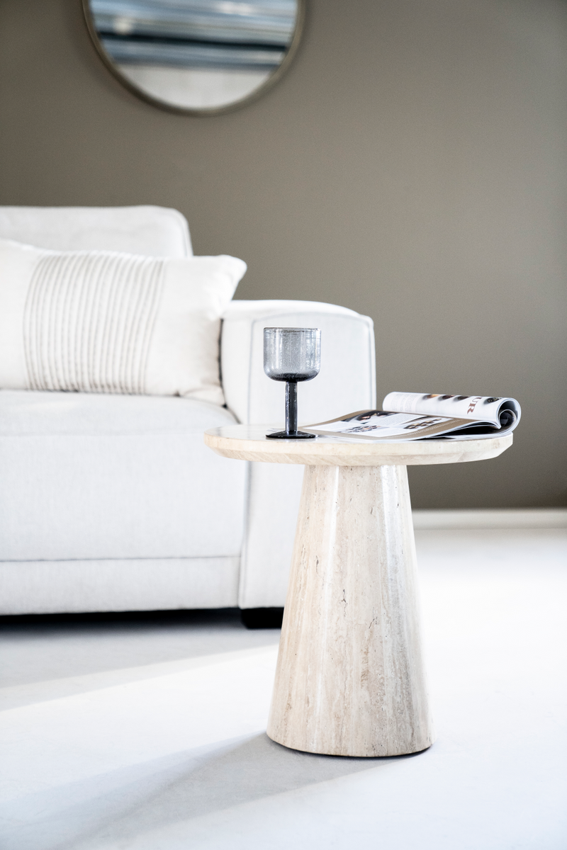 Travertine Pedestal Side Table | Eleonora Aime | Woodfurniture.com