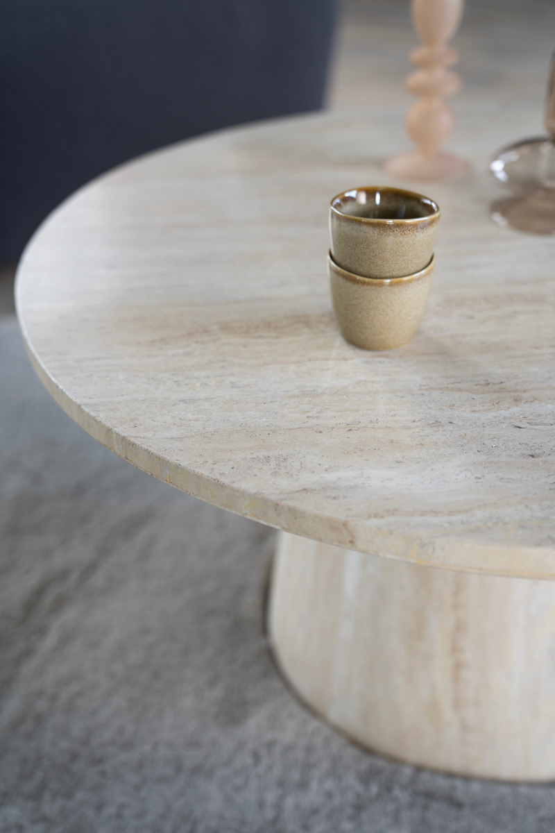 Travertine Pedestal Coffee Table | Eleonora Aime | Woodfurniture.com