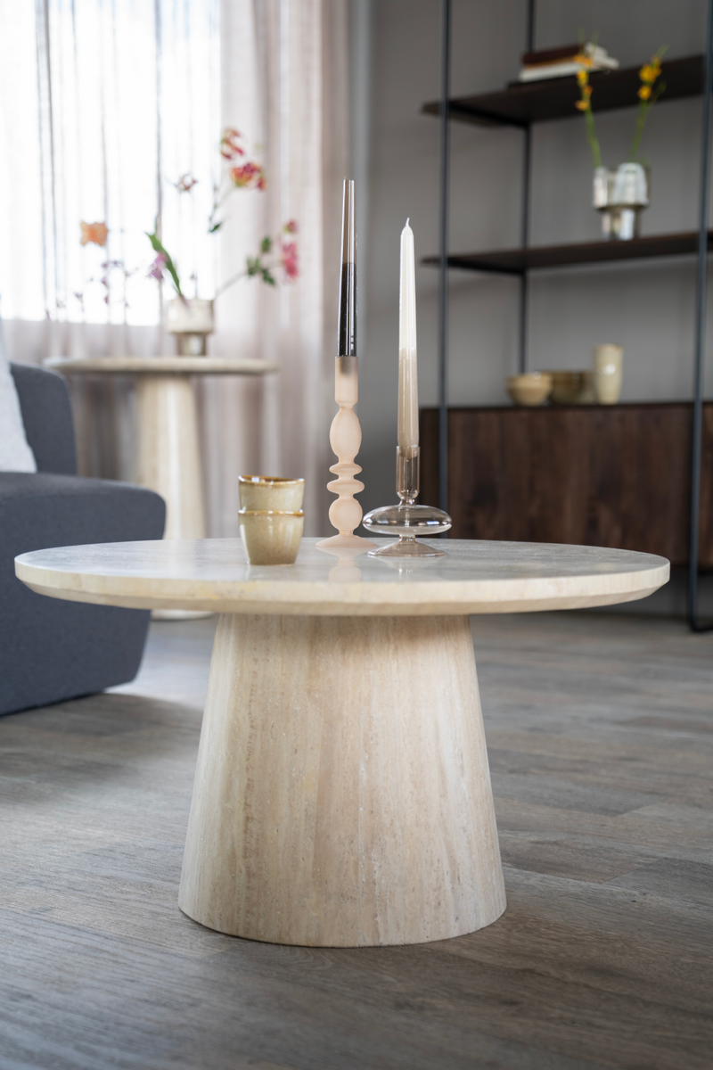 Travertine Pedestal Coffee Table | Eleonora Aime | Woodfurniture.com