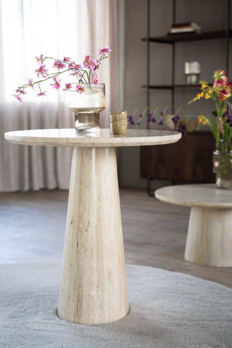 Travertine Pedestal Dining Table | Eleonora Aime | Woodfurniture.com