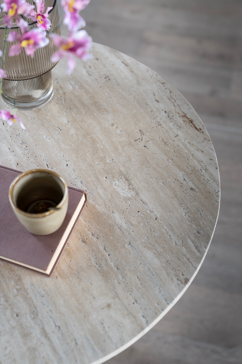 Travertine Pedestal Dining Table | Eleonora Aime | Woodfurniture.com