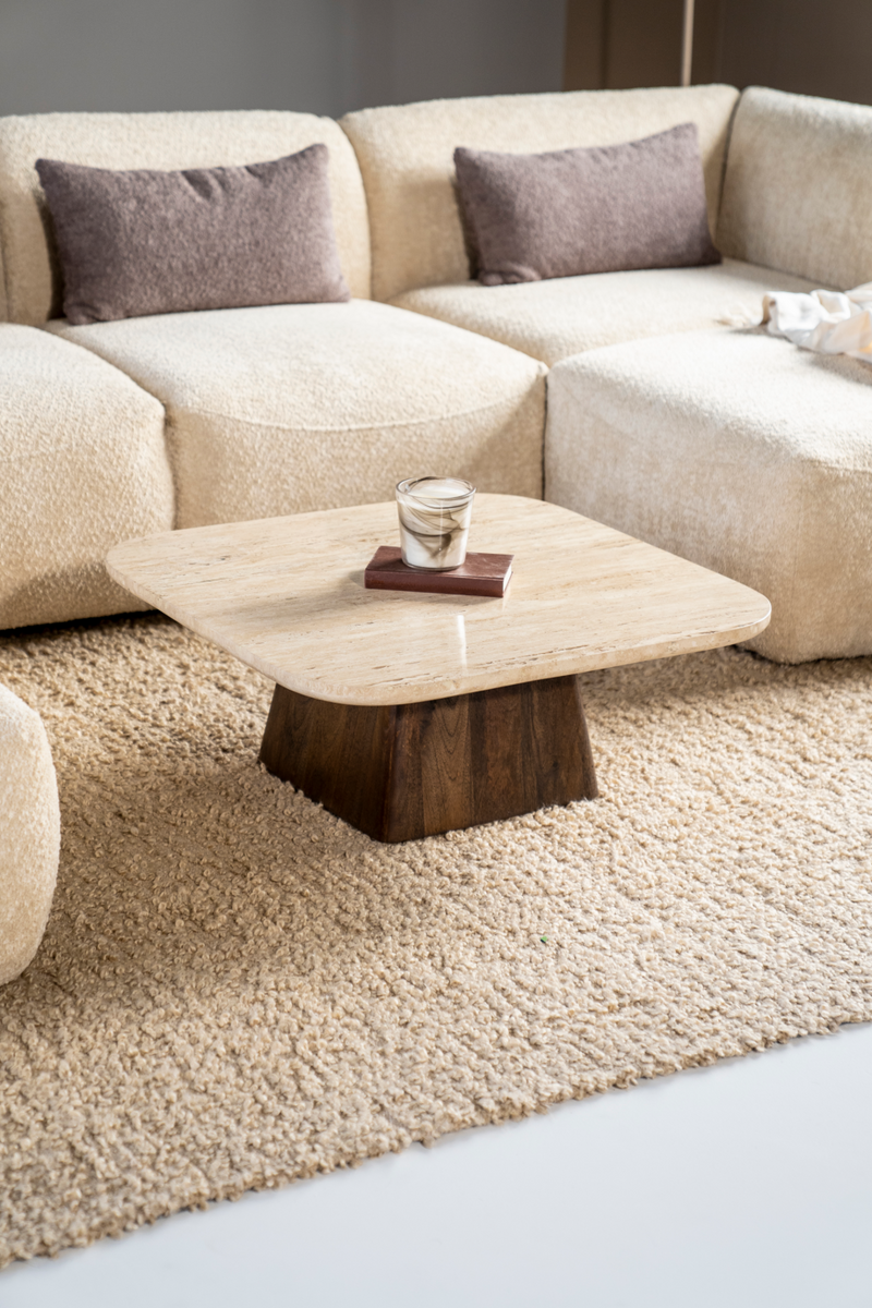 Travertine Top Coffee Table | Eleonora Travis | Woodfurniture.com