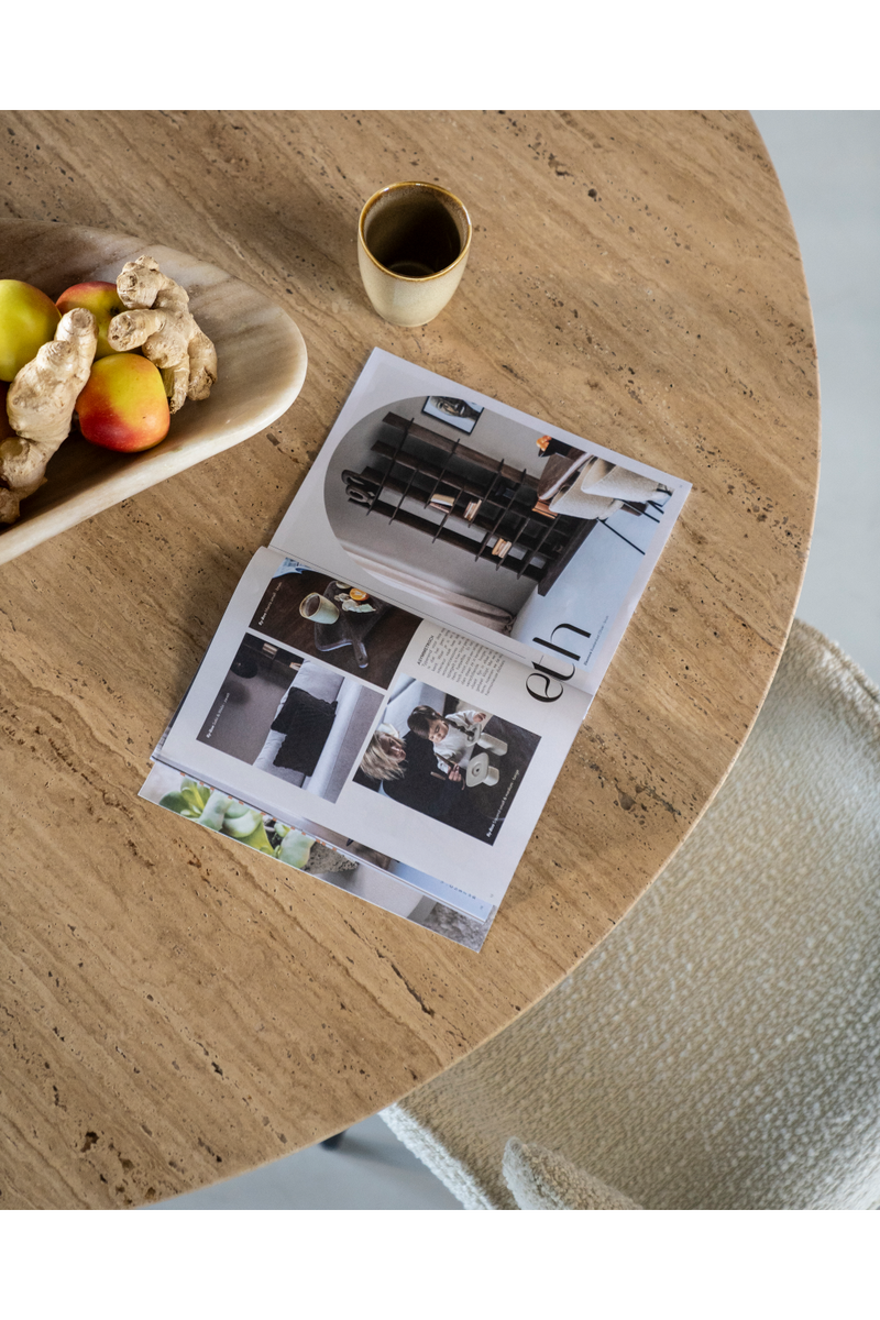 Travertine Pedestal Dining Table | Eleonora Aikin | Woodfurniture.com