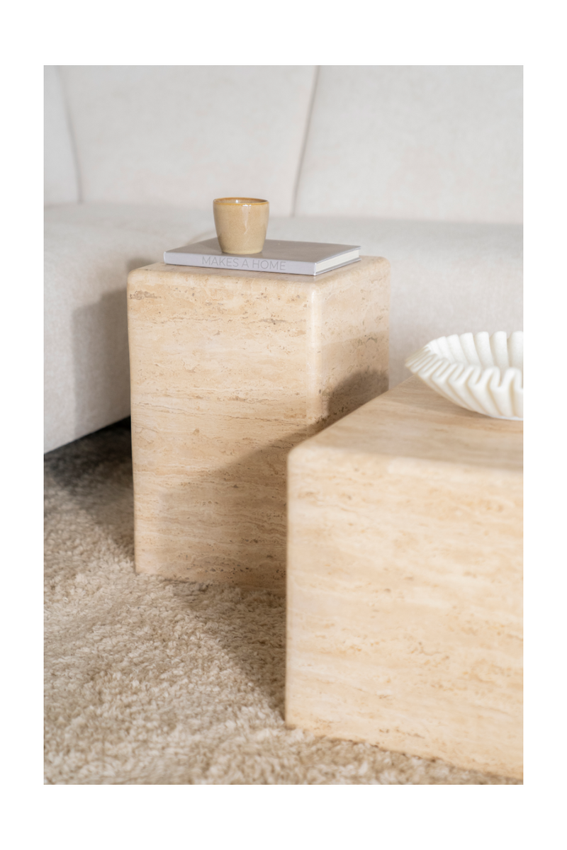 Square Travertine Side Table | Eleonora Donta | Woodfurniture.com