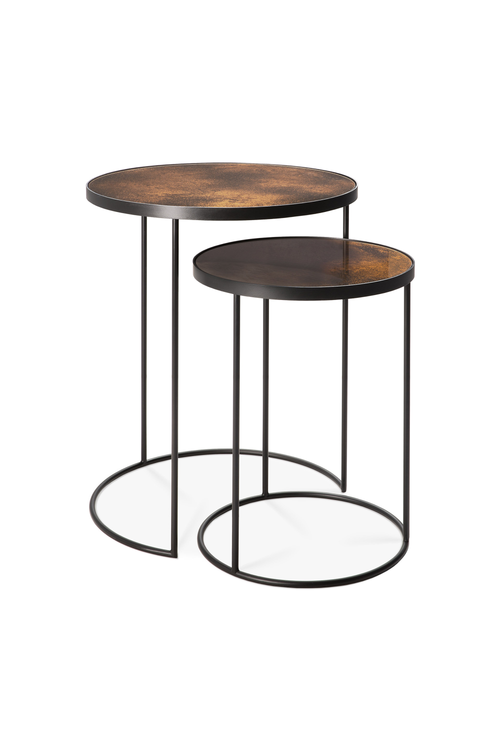 Round Nesting Side Table Set (2) | Ethnicraft Mirrored | Woodfurniture.com