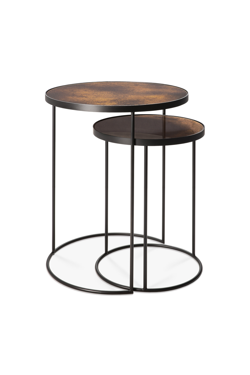 Round Nesting Side Table Set (2) | Ethnicraft Mirrored | Woodfurniture.com