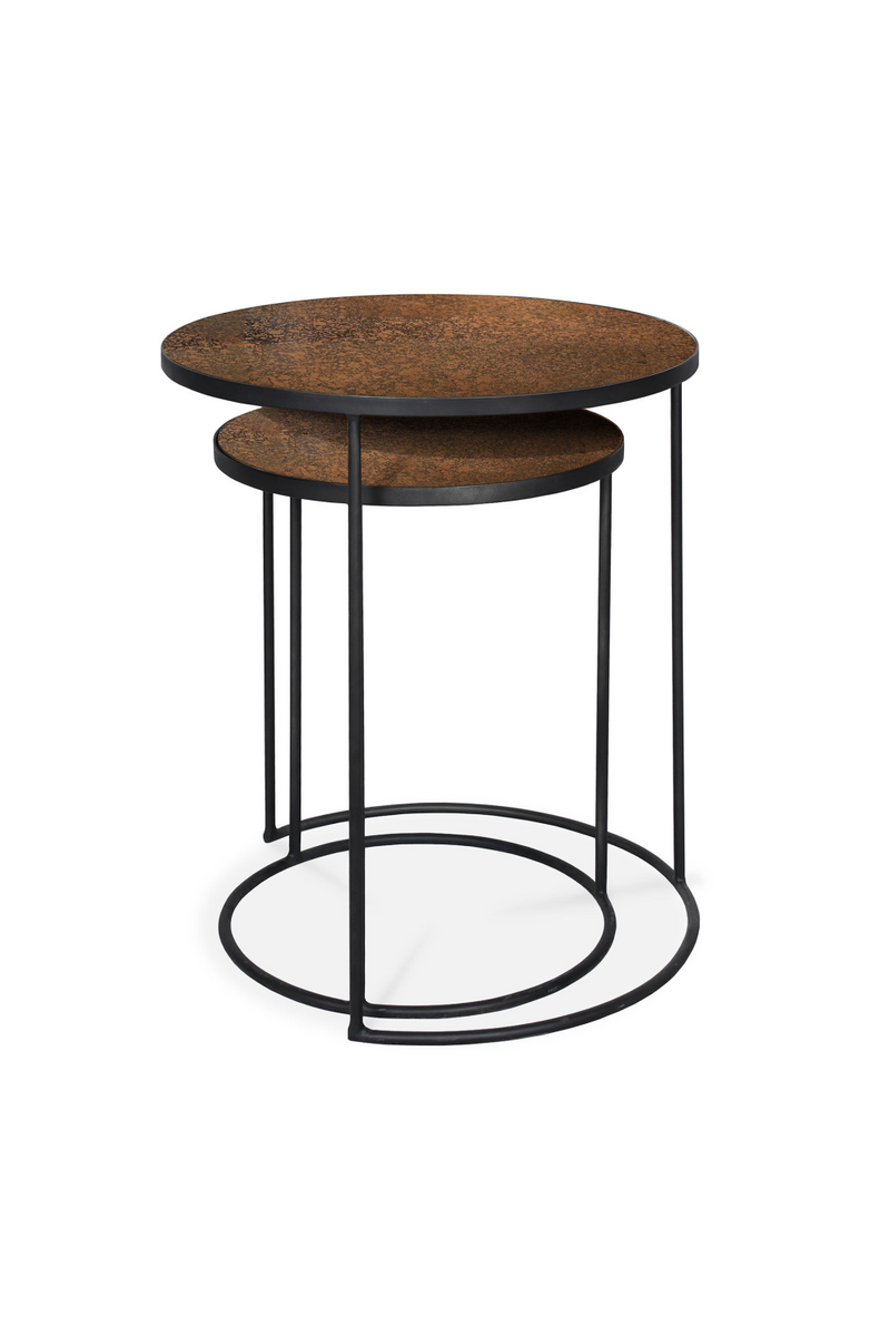 Round Nesting Side Table Set (2) | Ethnicraft Mirrored | Woodfurniture.com