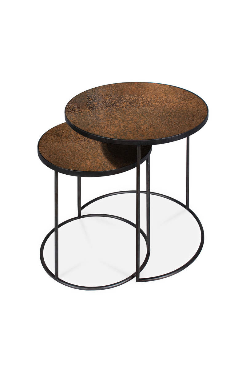 Round Nesting Side Table Set (2) | Ethnicraft Mirrored | Woodfurniture.com