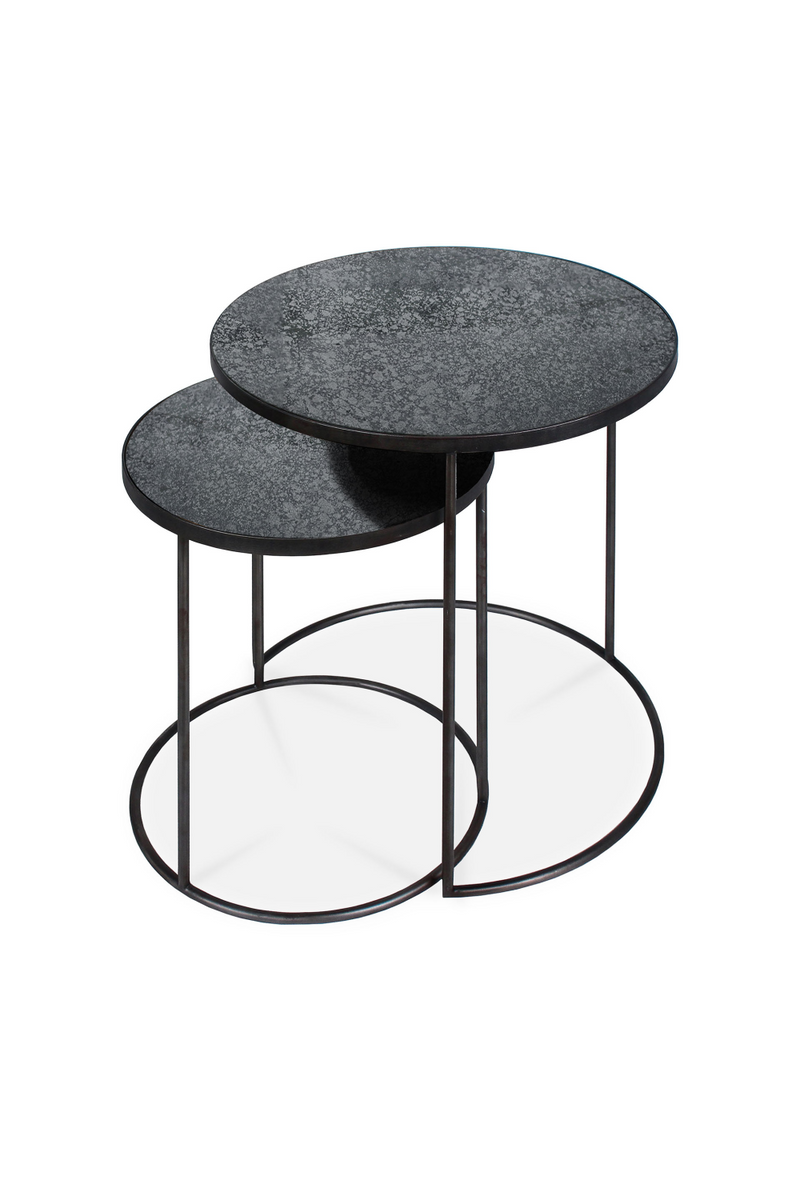 Round Nesting Side Table Set (2) | Ethnicraft Mirrored | Woodfurniture.com