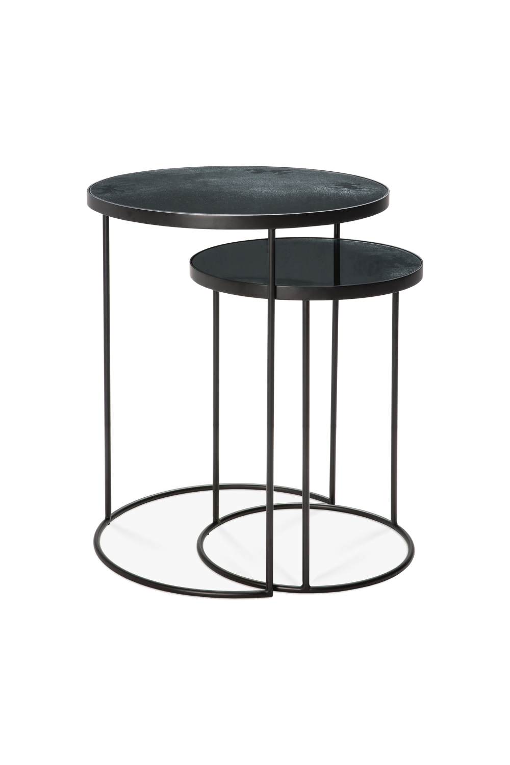 Round Nesting Side Table Set (2) | Ethnicraft Mirrored | Woodfurniture.com