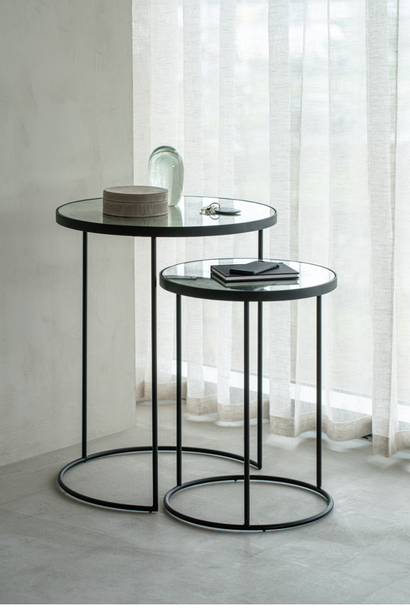 Round Nesting Side Table Set (2) | Ethnicraft Mirrored | Woodfurniture.com