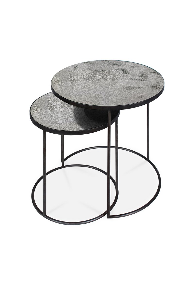 Round Nesting Side Table Set (2) | Ethnicraft Mirrored | Woodfurniture.com