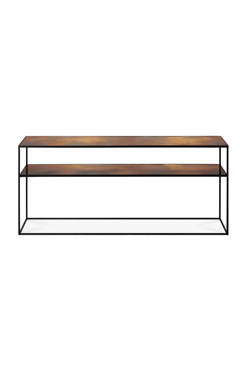 Mirrored 2-Level Console Table L | Ethnicraft Aged | Woodfurniture.com