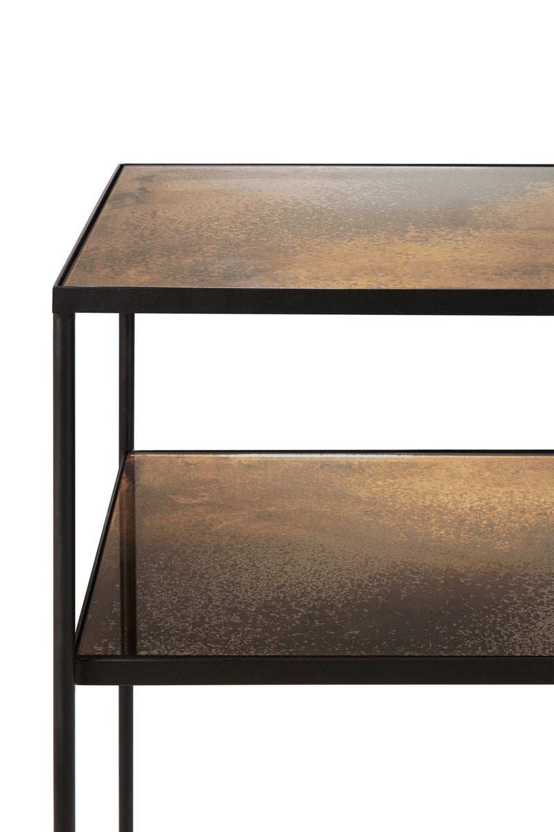 Mirrored 2-Level Console Table L | Ethnicraft Aged | Woodfurniture.com