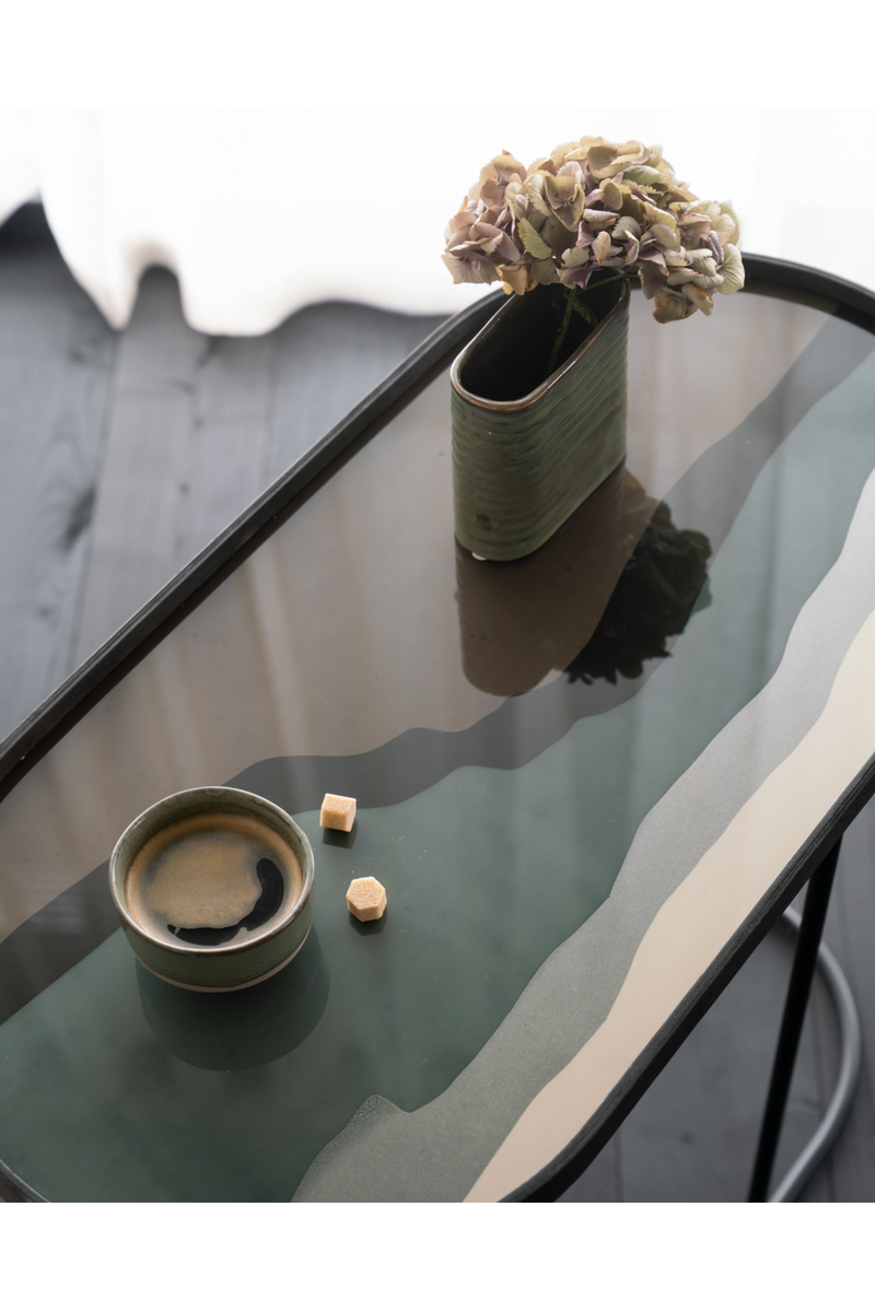 Mesa auxiliar con bandeja negra | Etnicoraft Oblongo