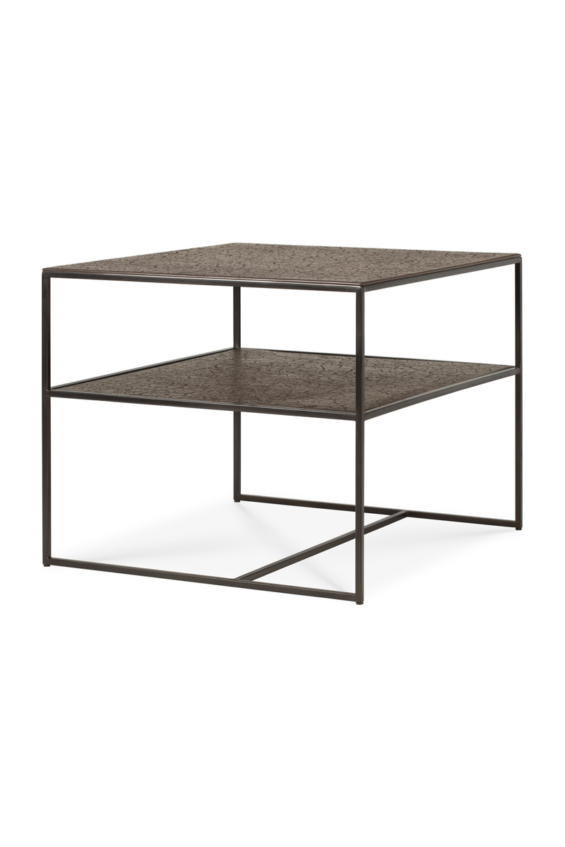 Metallic Side Table With Undershelf | Ethnicraft Pentagon │ Woodfurniture.com