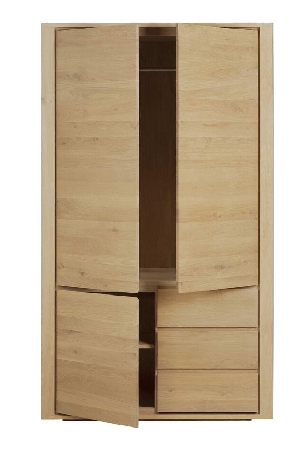 3-Door Oak Wood Wardrobe Cabinet | Ethnicraft Shadow | Woodfurniture.com