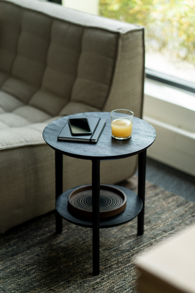 Circular Tiered Black Oak Side Table | Ethnicraft Bok | Woodfurniture.com