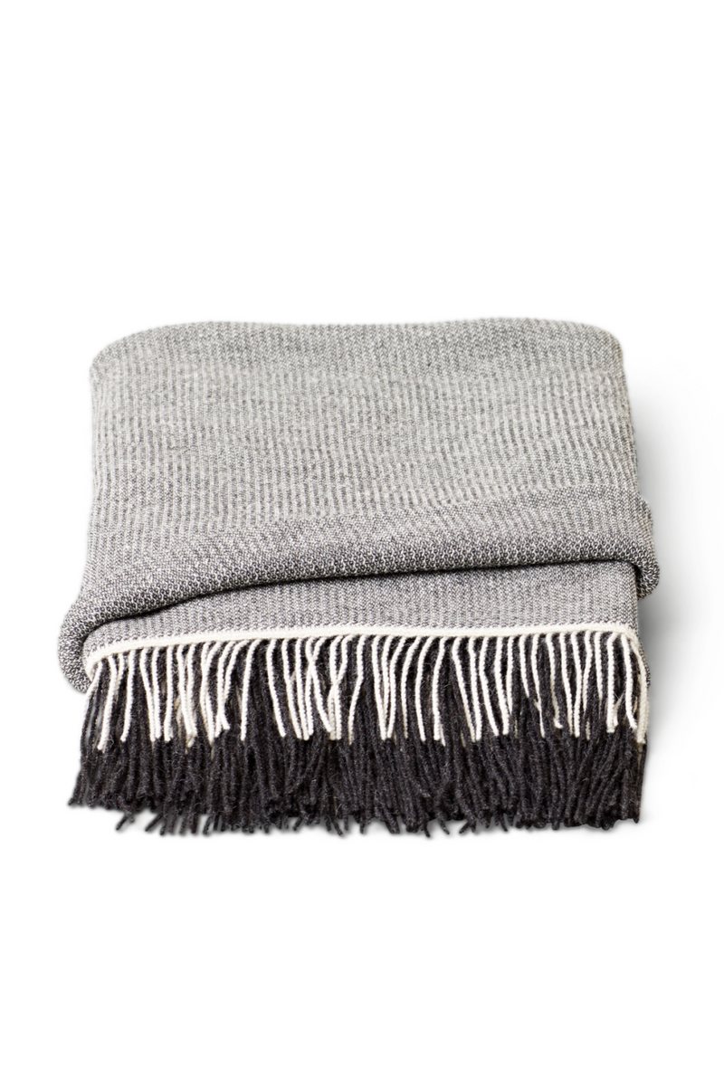 Gray Fringed Wool Plaid | Form & Refine Aymara | Woodfurniture.com