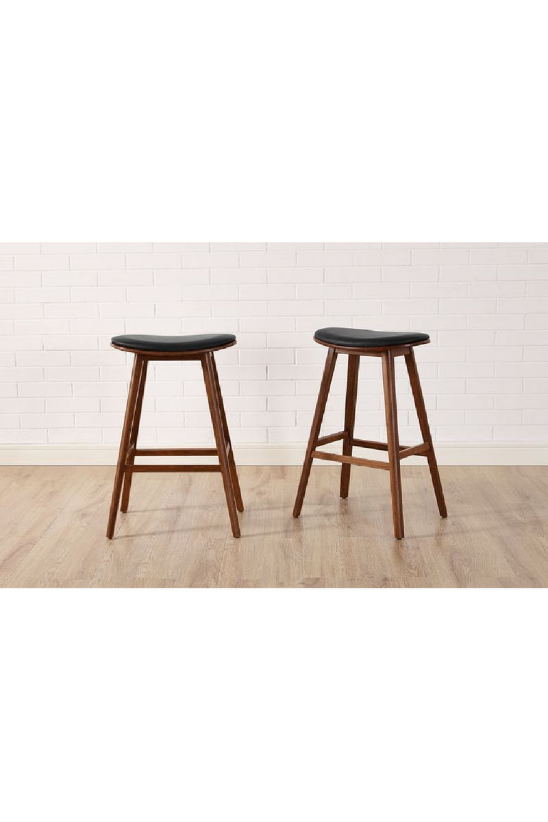 Black Leather Counter Stool (Set of 2) | Greenington Corona | Woodfurniture.com