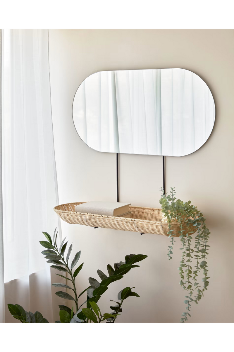 Wall Mirror With Rattan Shelf | La Forma Ebian