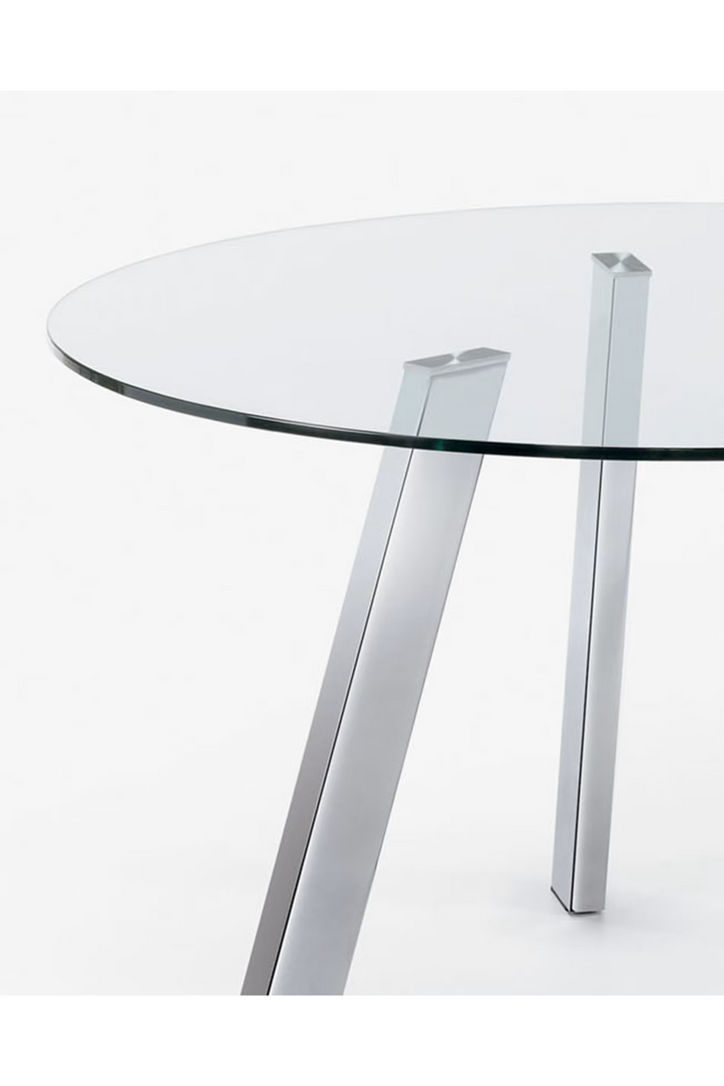 Chrome Tripod Round Glass Table | La Forma Carib | Woodfurniture.com