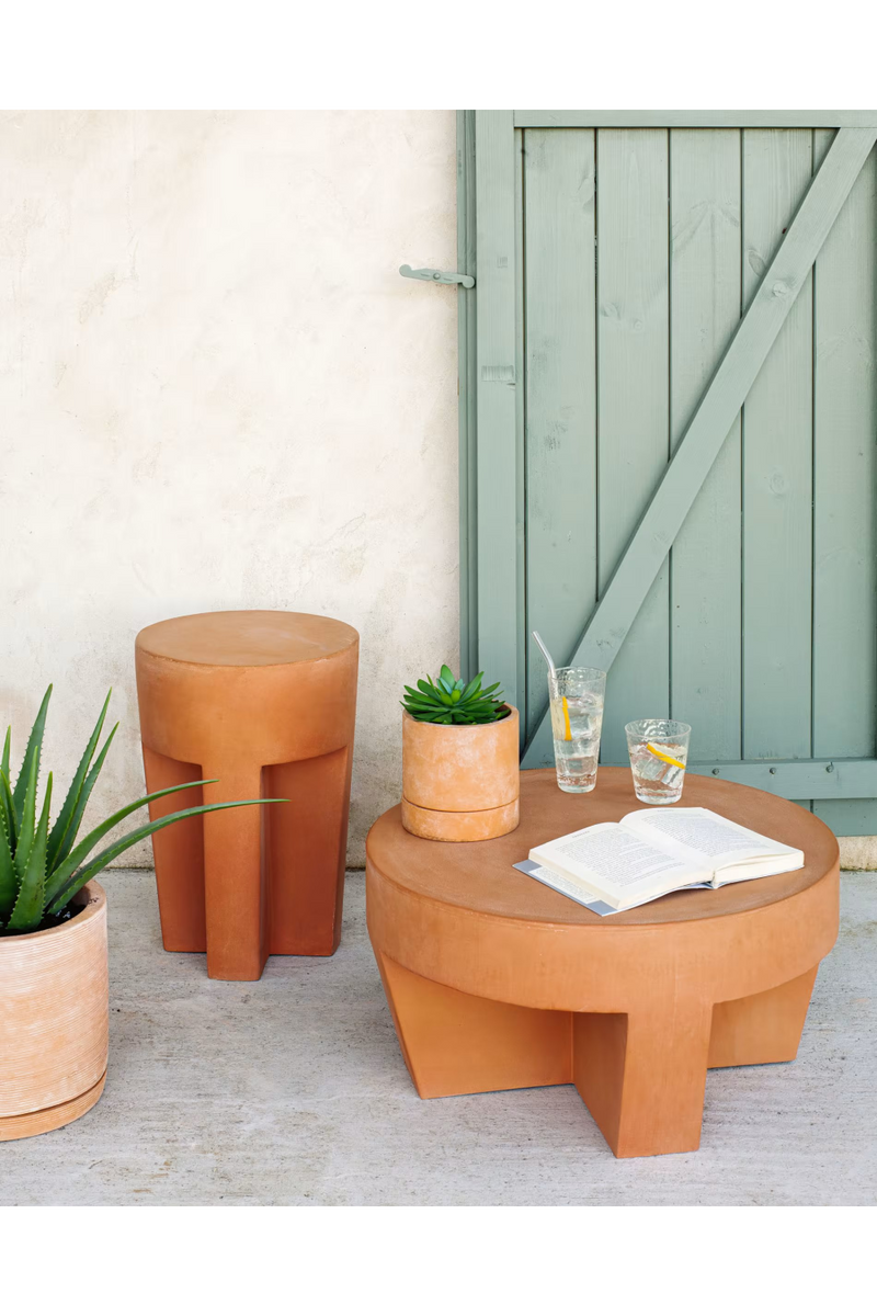 Terracotta Round Outdoor Coffee Table | La Forma Vilena | Woodfurniture.com