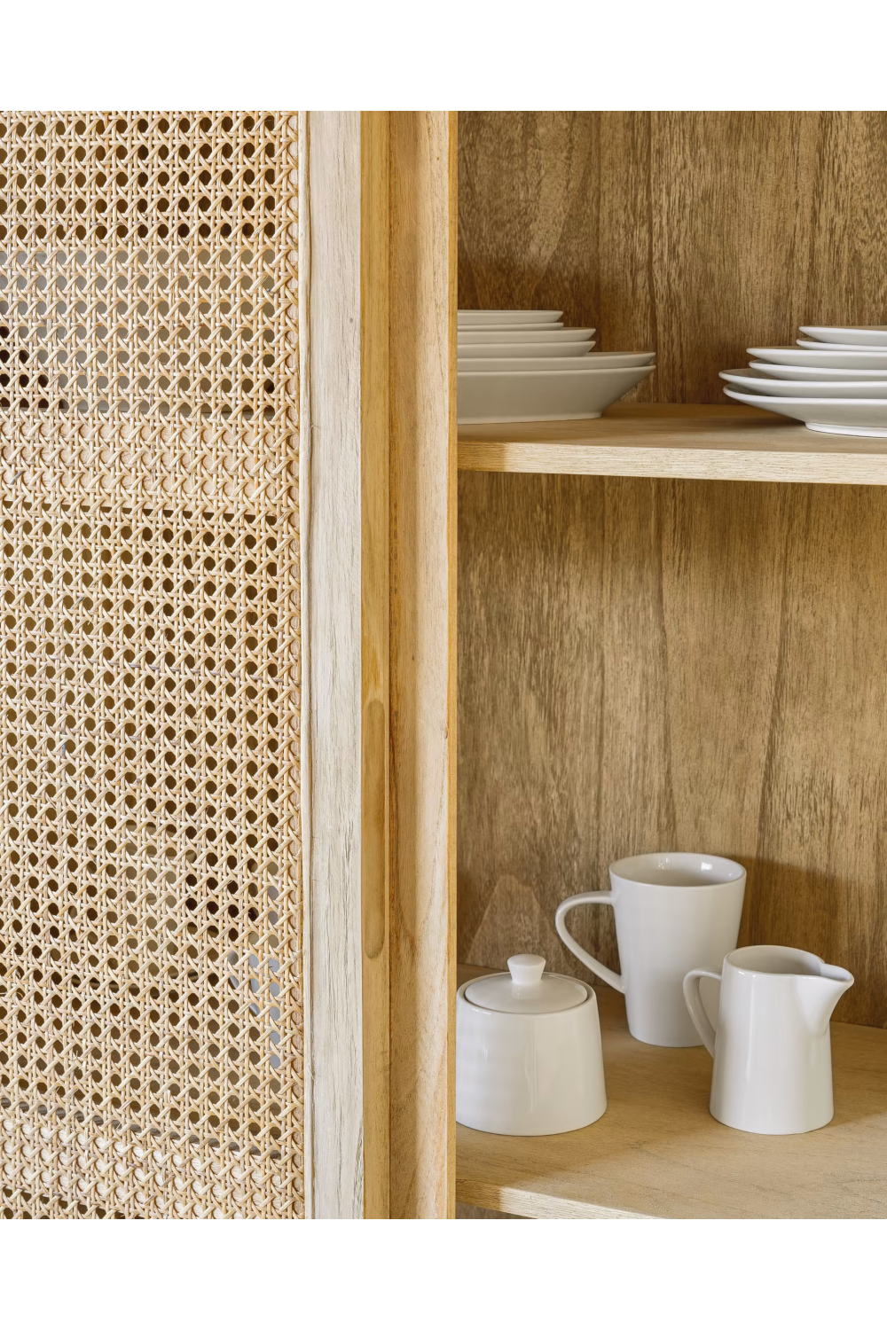 Mindi Wood & Rattan Wardrobe Cabinet | La Forma Rexit | Woodfurniture.com