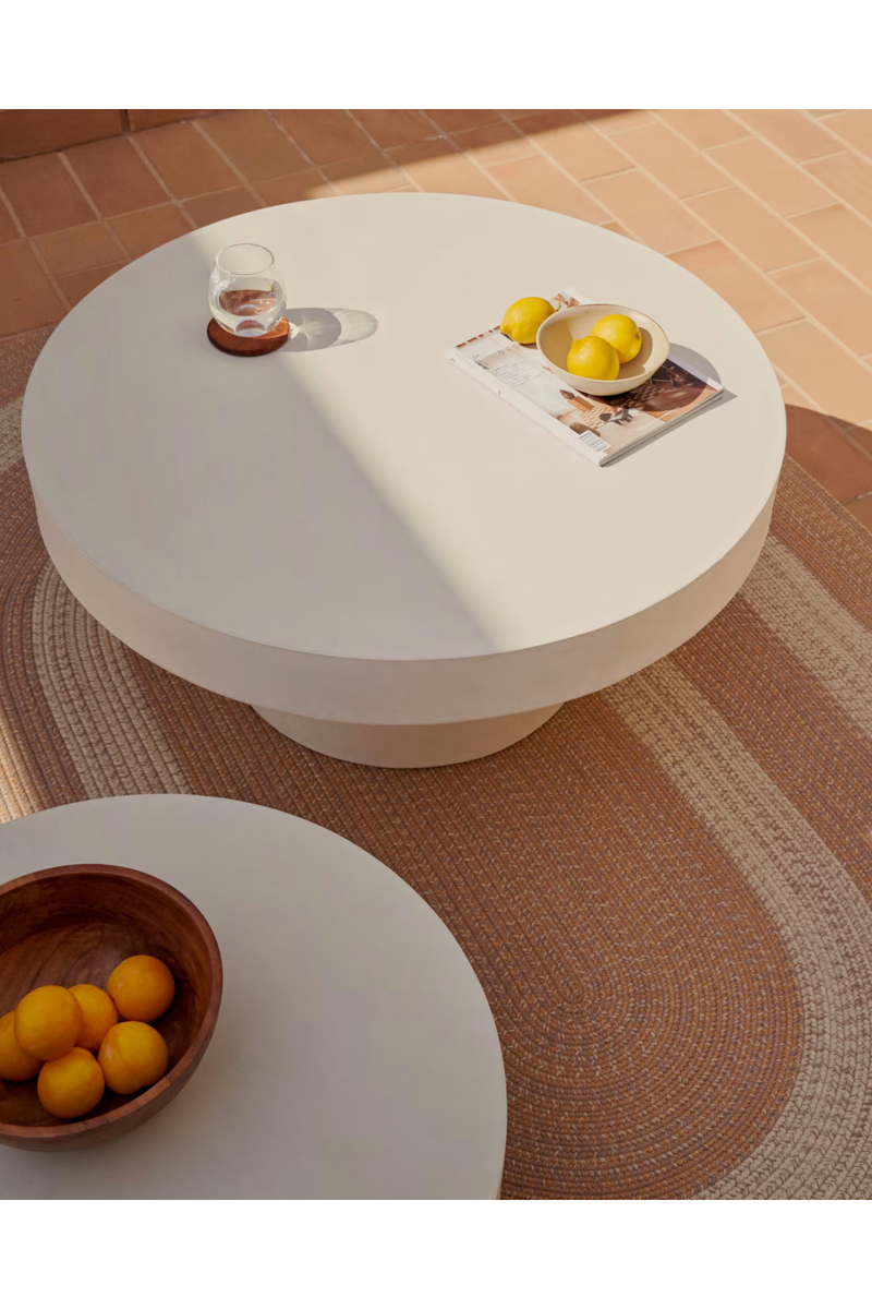 White Cement Round Coffee Table | La Forma Aiguablava | Woodfurniture.com