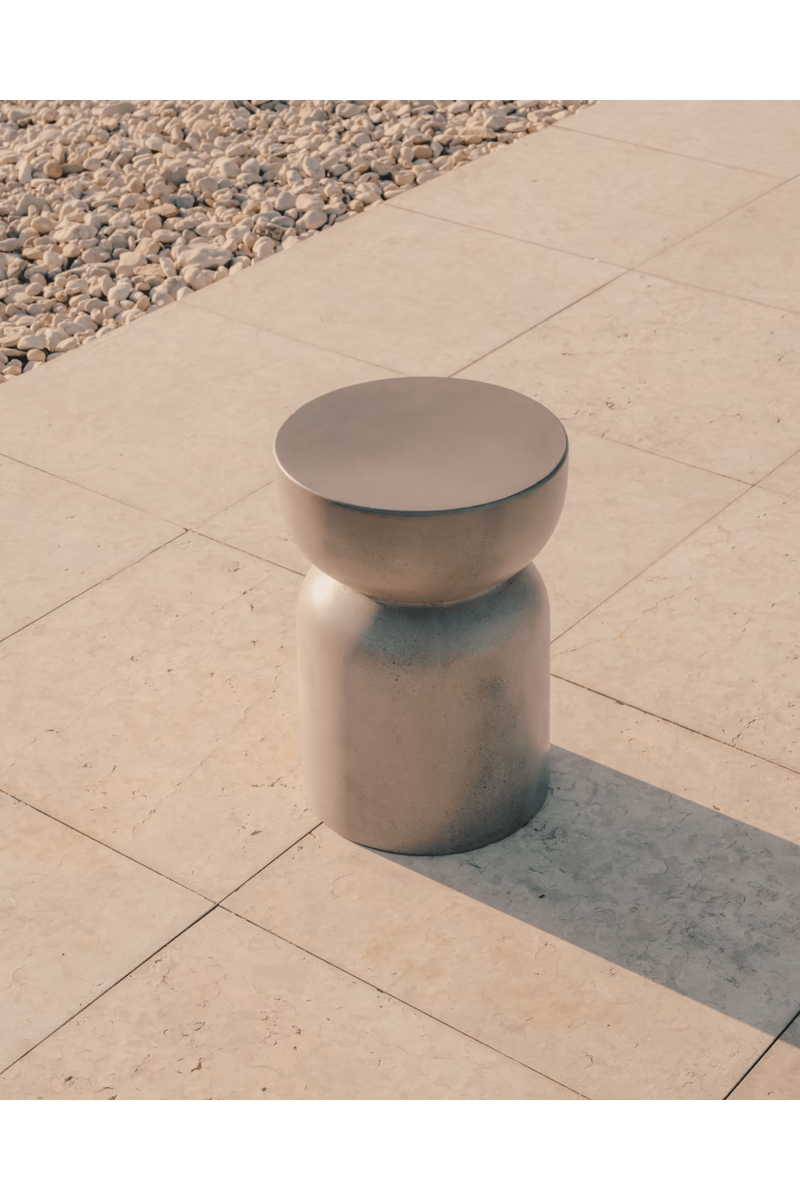 Hourglass Cement Outdoor Side Table | La Forma Garbet | Woodfurniture.com