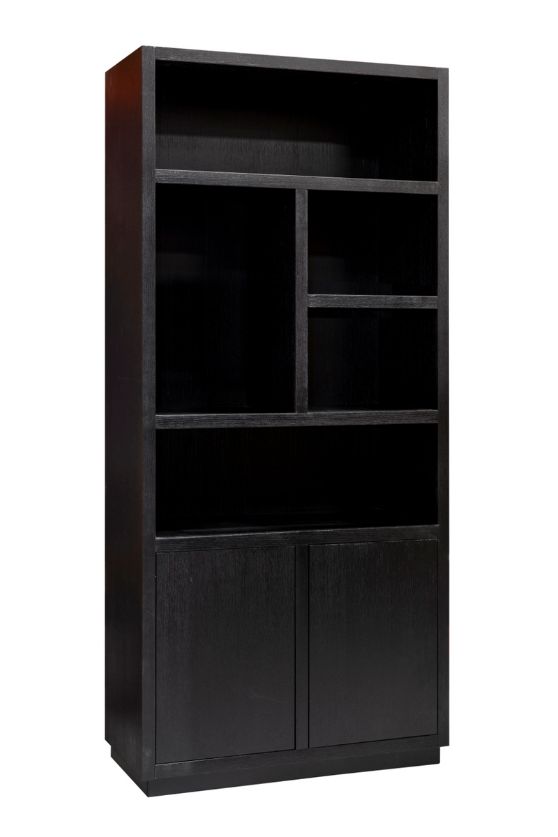 Black Wooden 2-Door Bookcase | OROA Oakura | Woodfurniture.com