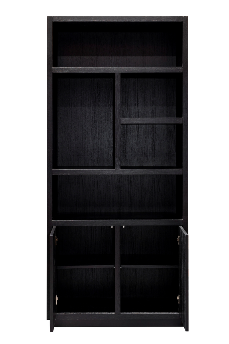 Black Wooden 2-Door Bookcase | OROA Oakura | Woodfurniture.com