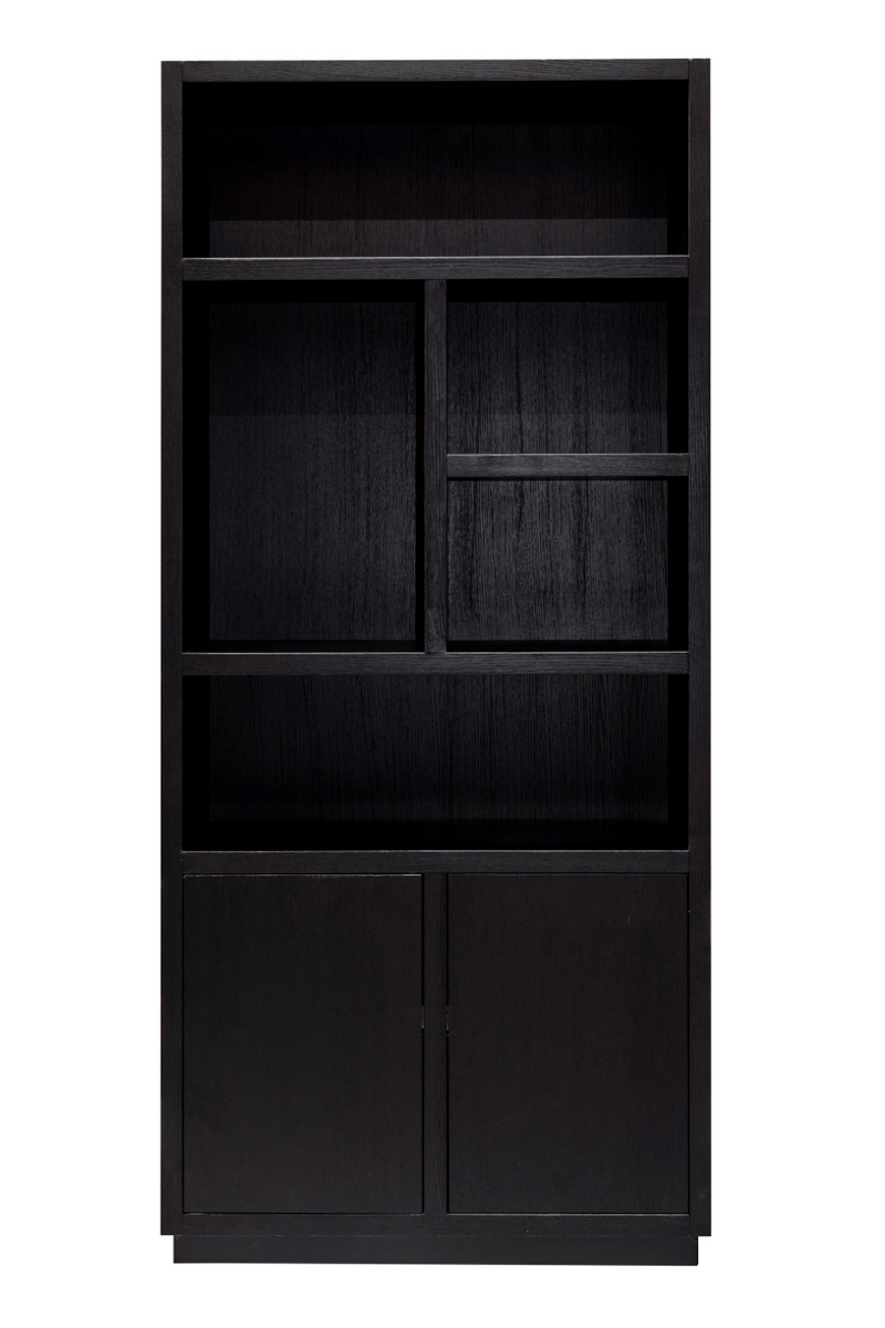 Black Wooden 2-Door Bookcase | OROA Oakura | Woodfurniture.com