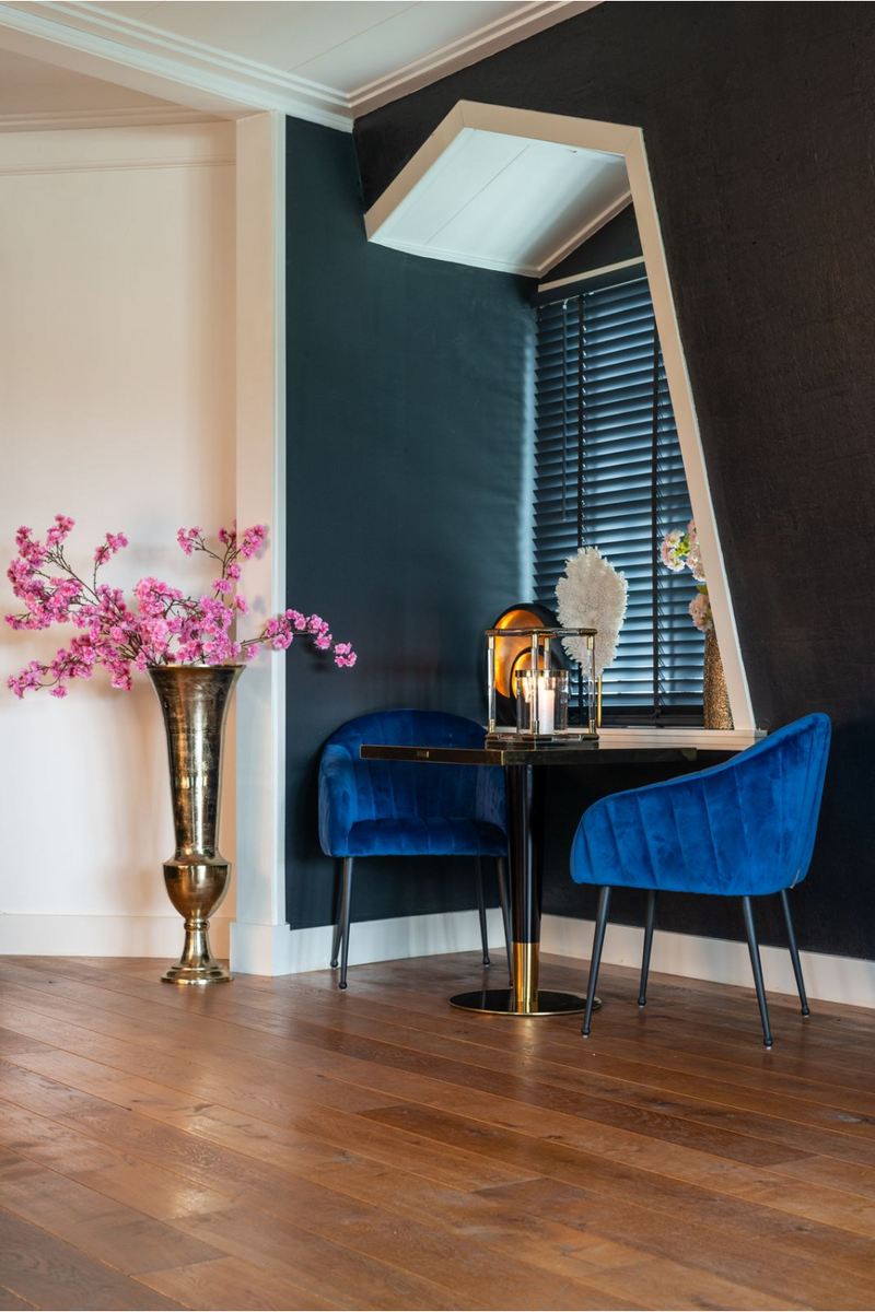 Square Black Marble Pedestal Dining Table | OROA Can Roca | Woodfurniture.com