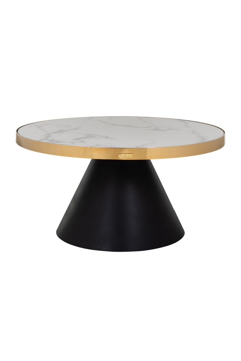 Gold Framed Marble Pedestal Coffee Table | OROA Odin | Woodfurniture.com