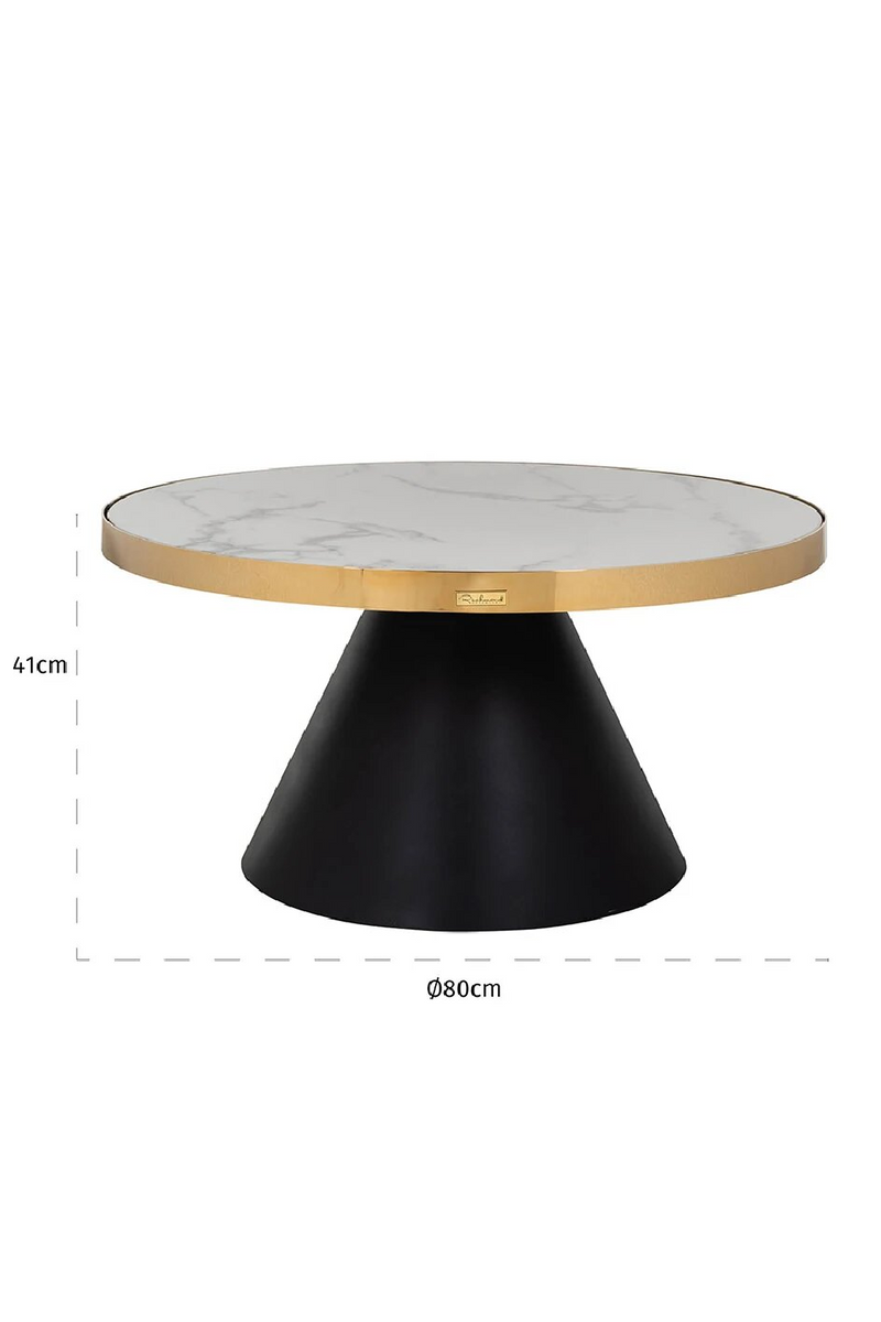 Gold Framed Marble Pedestal Coffee Table | OROA Odin | Woodfurniture.com