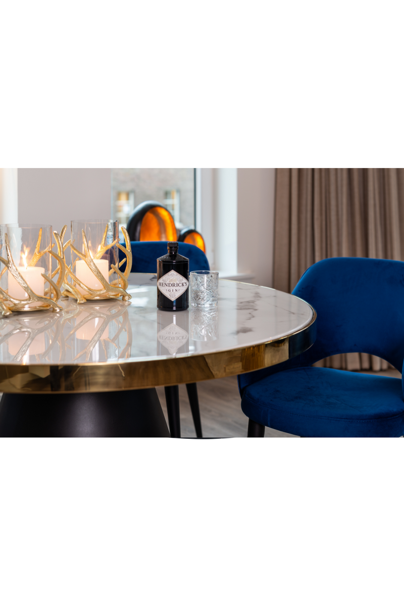 Gold Framed Marble Pedestal Dining Table | OROA Odin | Woodfurniture.com