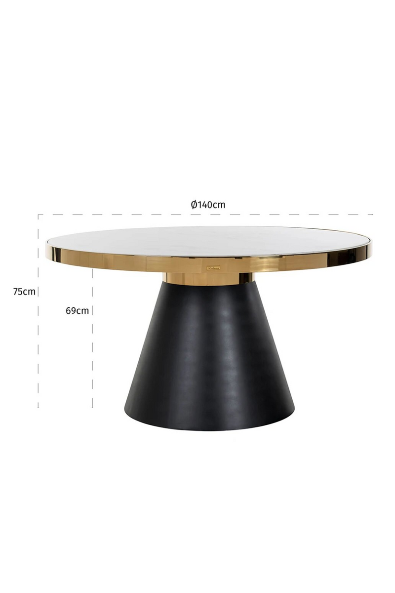 Gold Framed Marble Pedestal Dining Table | OROA Odin | Woodfurniture.com