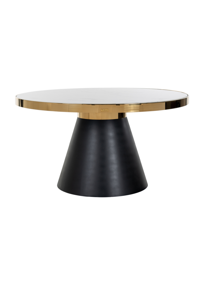 Gold Framed Marble Pedestal Dining Table | OROA Odin | Woodfurniture.com