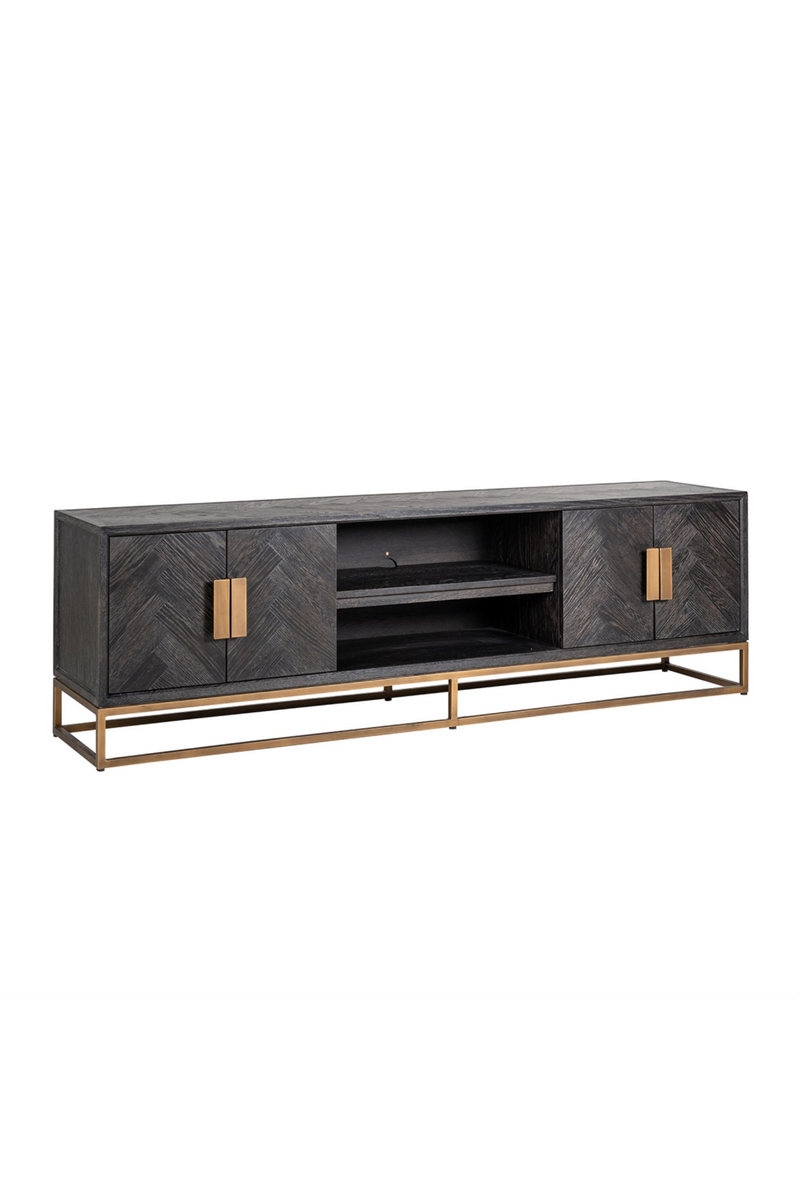 Brass Framed Oak TV Unit | OROA Blackbone | Woodfurniture.com