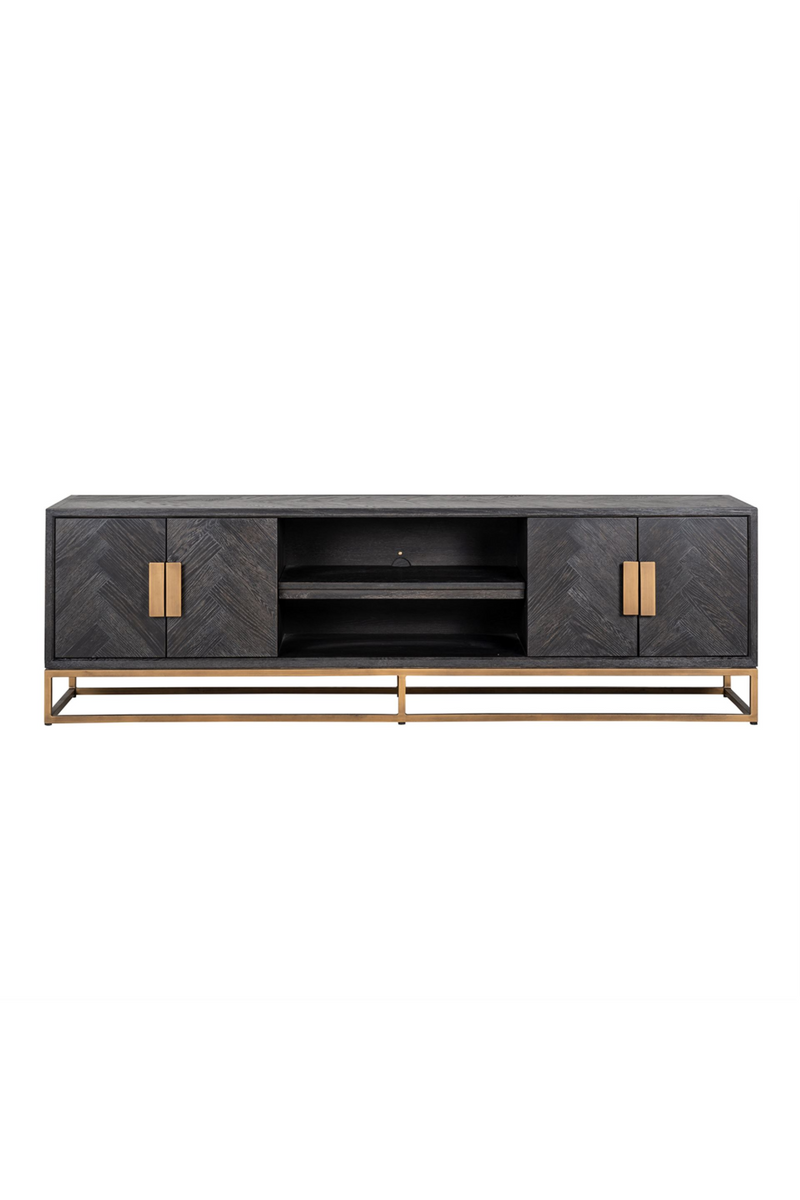 Brass Framed Oak TV Unit | OROA Blackbone | Woodfurniture.com