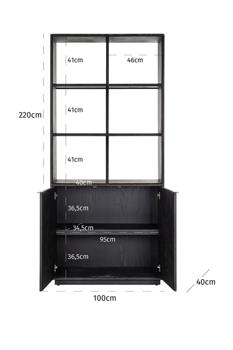 Black Oak 2-Door Bookcase | OROA Blackbone | Woodfurniture.com