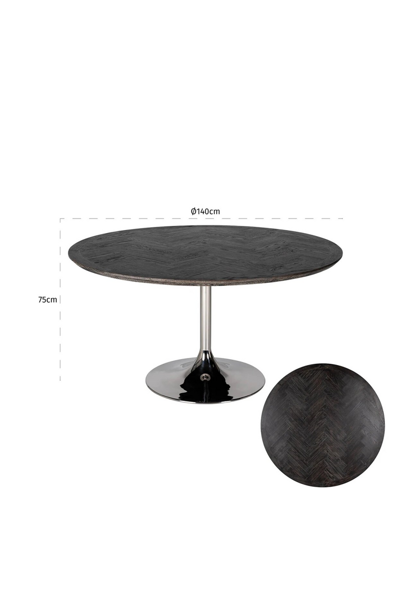 Round Wooden Silver Pedestal Dining Table | OROA Blackbone | Woodfurniture.com