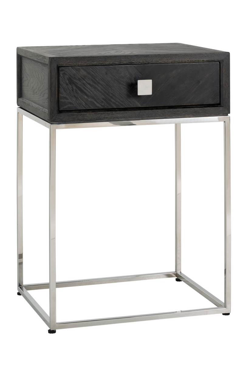 Silver Base One Drawer Bedside Table | OROA Blackbone | Woodfurniture.com