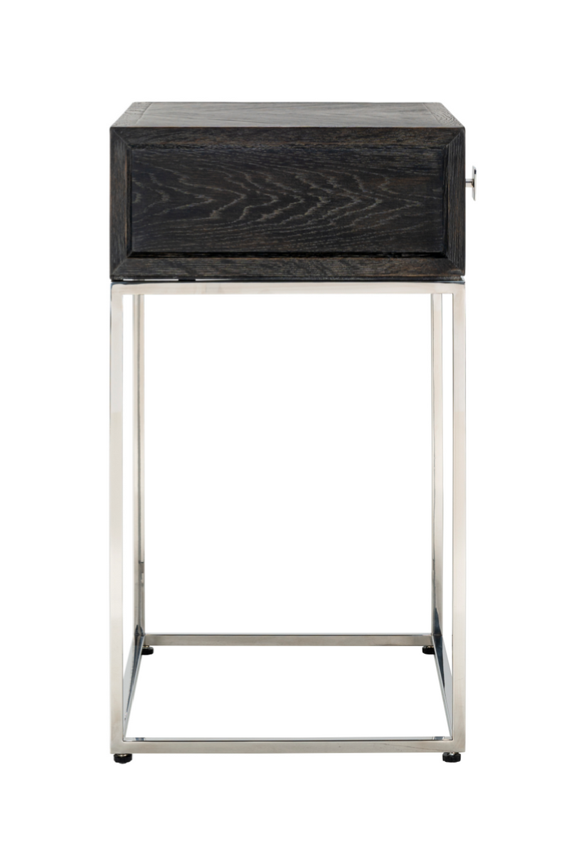 Silver Base One Drawer Bedside Table | OROA Blackbone | Woodfurniture.com