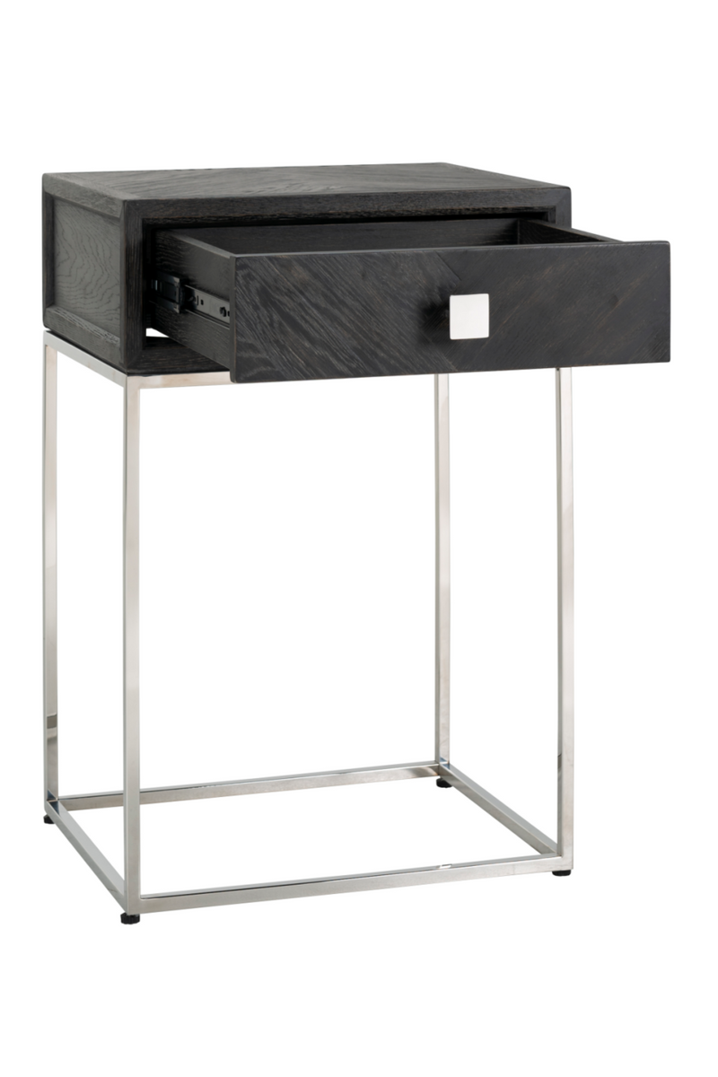 Silver Base One Drawer Bedside Table | OROA Blackbone | Woodfurniture.com