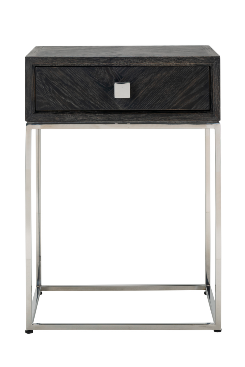 Silver Base One Drawer Bedside Table | OROA Blackbone | Woodfurniture.com