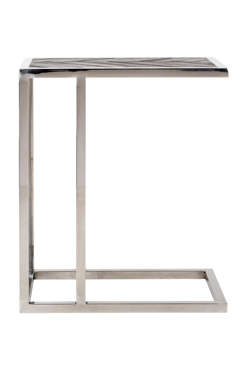 Silver Framed Wooden Side Table | OROA Blackbone | Woodfurniture.com